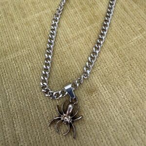 Silver Spider Pendant Necklace
